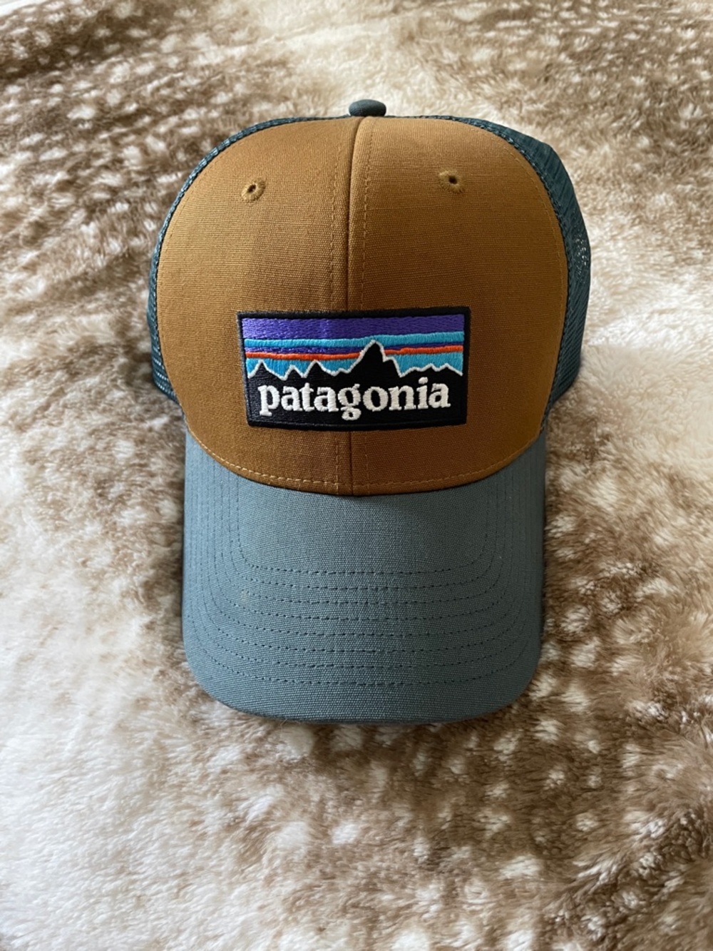 Patagonia Two-Tone Brown and Blue Trucker Hat with Logo Patch